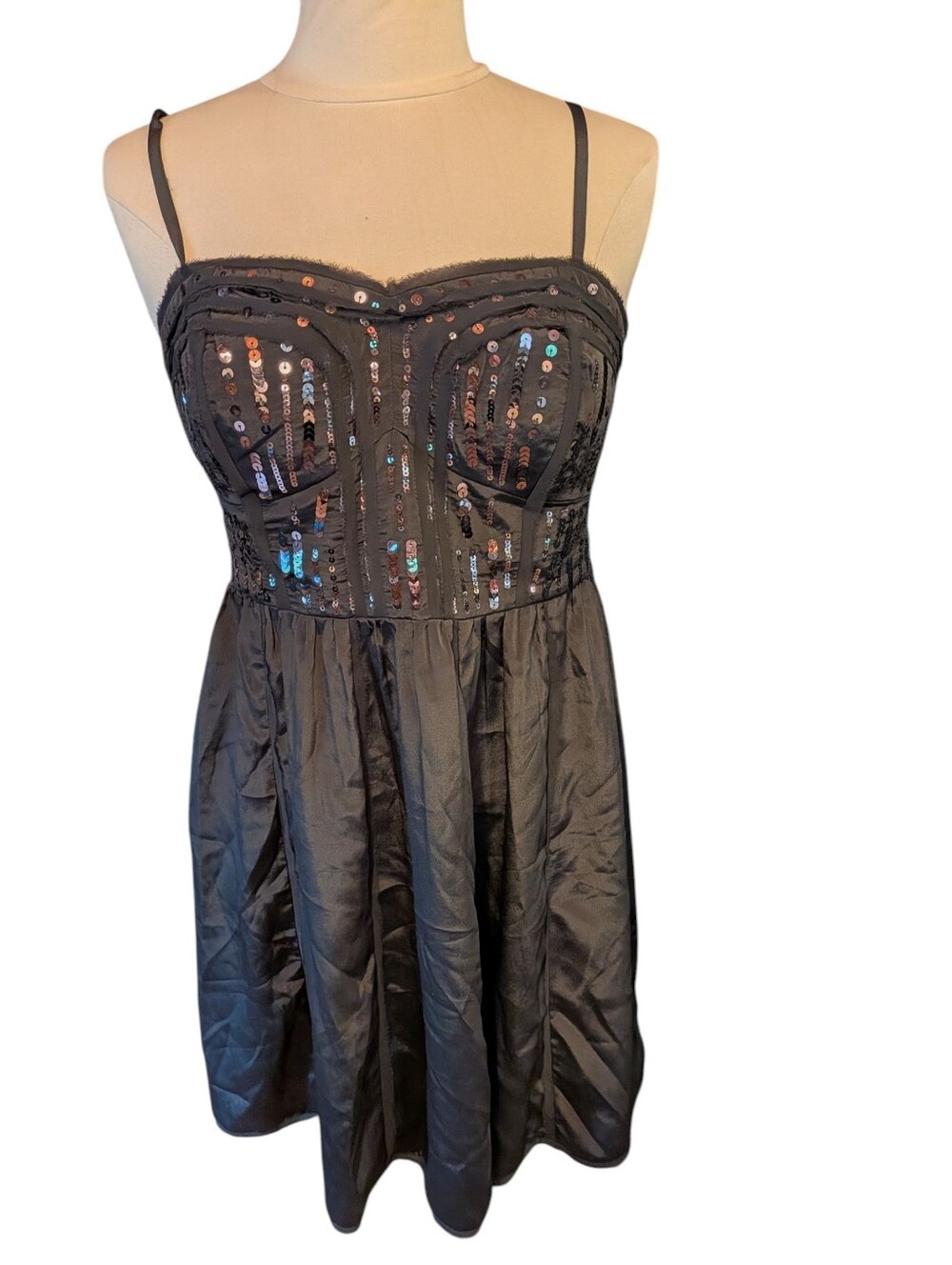 American Eagle Outfitters Black Sequin Dress,  Skinny Straps NWT